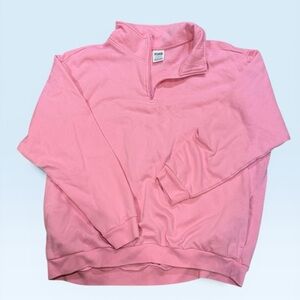 Pink Quarter-Zip Pullover Sweater